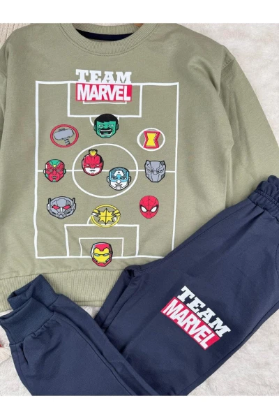 Team Karakter Baskılı Marvel 2 İplik Mevsimlik Erkek Çocuk İkili Takım - YEŞİL
