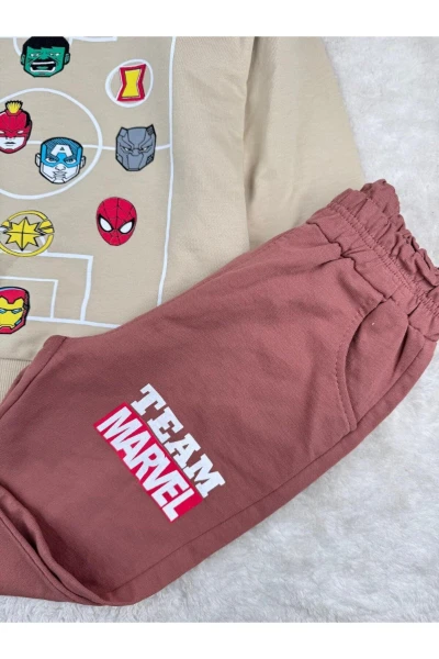 Team Karakter Baskılı Marvel 2 İplik Mevsimlik Erkek Çocuk İkili Takım - KİREMİT