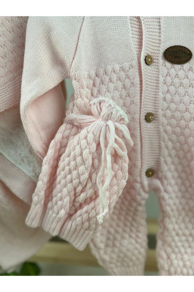 Unisex Model 3/6 Ay Battaniyeli Şapkalı Tulum Set - PEMBE