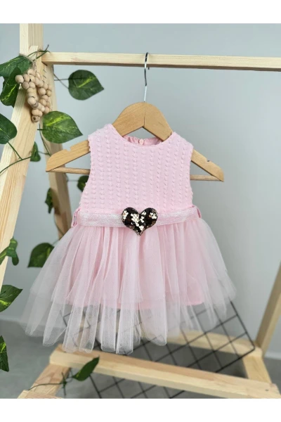 Valorya Butterfiles Tütülü Özel Gün Kız Bebek Elbise - PEMBE