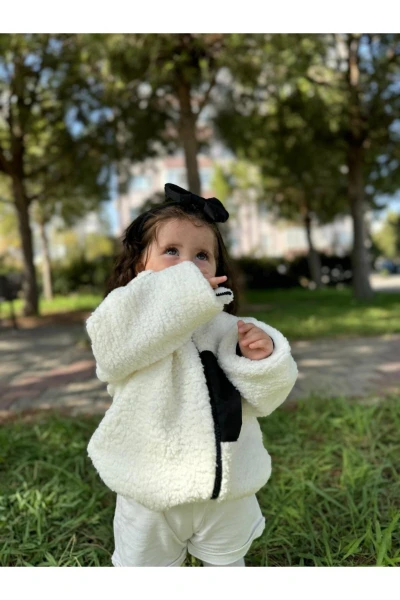 Wellsoft Peluş Unisex Fermuarlı Kışlık Bebek Çocuk Mont Bebek Hırka Çocuk Kaban Hırka - SİYAH