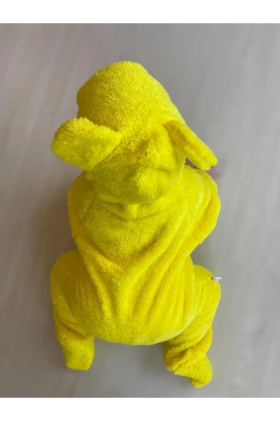 Wellsoft Peluş Unisex Fermuarlı Kışlık Bebek Uyku Tulumu Bebek Tulumu Çocuk Tulumu Çocuk Kostümü - SARI