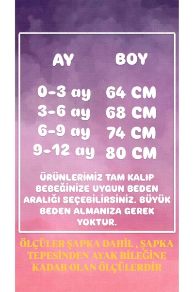 Wellsoft Peluş Unisex Fermuarlı Baskılı Kışlık Bebek Uyku Tulumu Bebek Tulumu Çocuk Tulumu - KAHVERENGİ