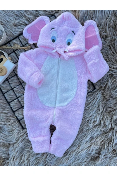 Welsoft Peluş Fermuarlı Kışlık Fil Kız Bebek Uyku Tulumu - PEMBE
