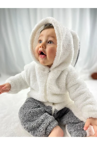 Welsoft Peluş Fermuarlı Kışlık Tavşan Kız Bebek Uyku Tulumu - BEMBEYAZKIRÇILLIRİ