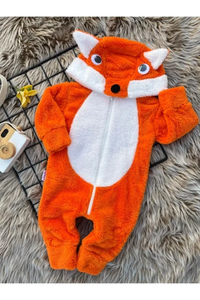 Welsoft Peluş Kız Fermuarlı Tilki Bebek Uyku Tulumu - TURUNCU