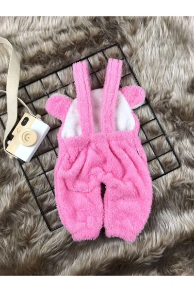 Welsoft Peluş Kız Panda Salopet Bebek Tulum - PEMBE