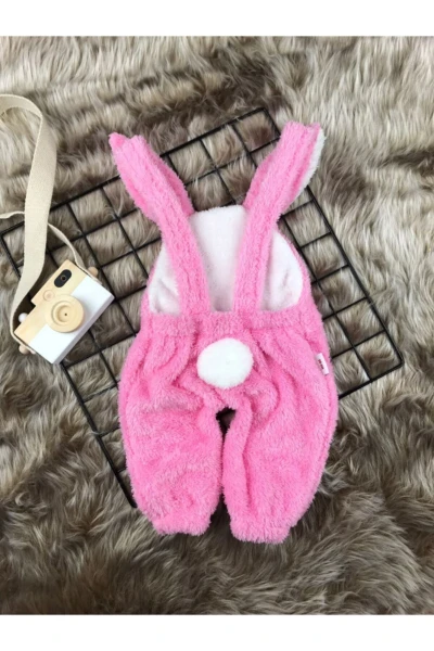Welsoft Peluş Kız Tavşan Salopet Bebek Tulum - PEMBE