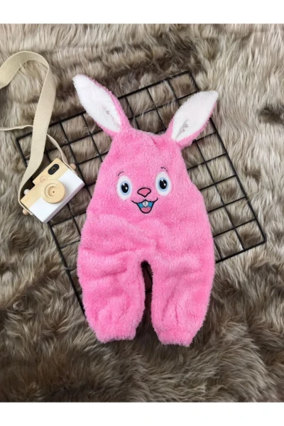 Welsoft Peluş Kız Tavşan Salopet Bebek Tulum - PEMBE