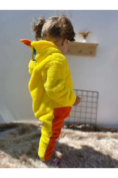 Welsoft Peluş Unisex Fermuarlı Kışlık Ördek Bebek Uyku Tulumu - SARI-TURUNCU