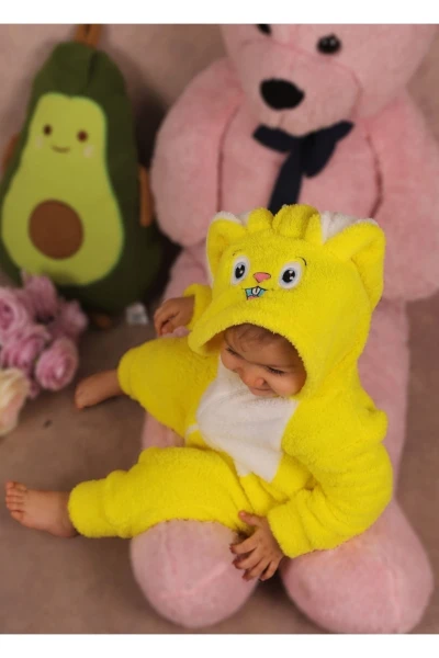 Welsoft Peluş Unisex Fermuarlı Tavşan Bebek Uyku Tulumu - SARI