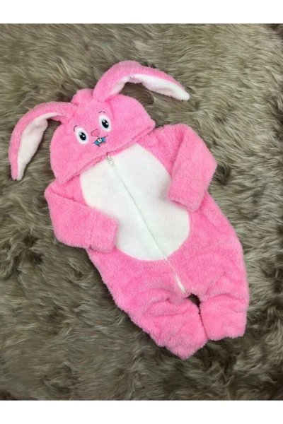 Welsoft Peluş Unisex Fermuarlı Tavşan Bebek Uyku Tulumu - PEMBE