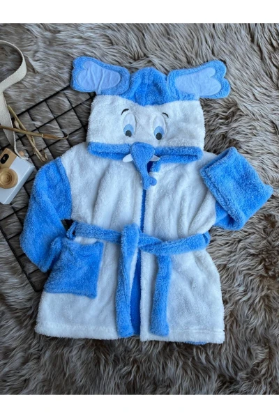 Welsoft Unisex Fil Bebek/çocuk Sabahlık Bornoz - MAVİ