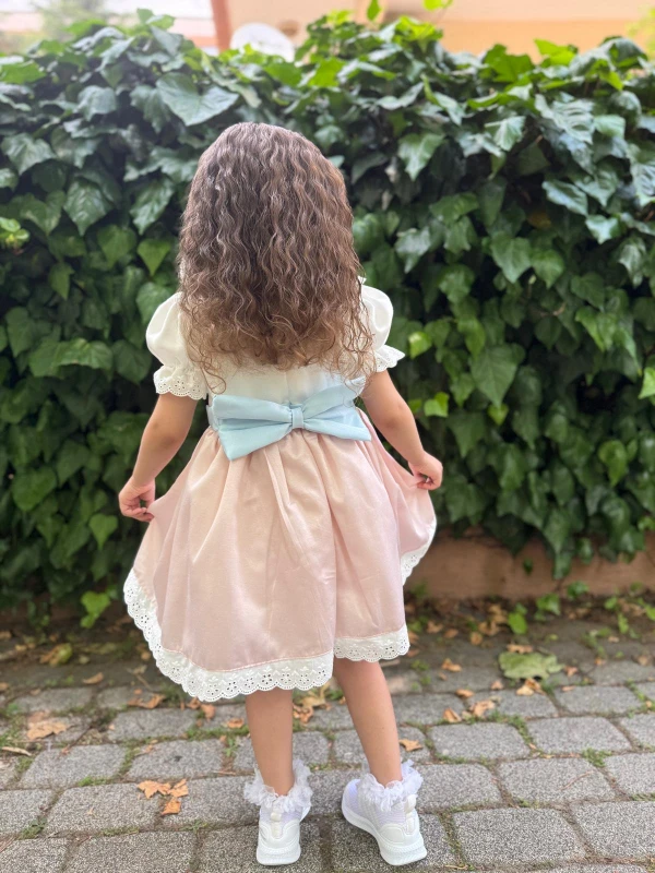 Yazlık Elbise Kısa kollu Tüllü Tütü Astarlı Kız Çocuk Elbise Bebek Giyim Kız Bebek Elbise - RENKLİ
