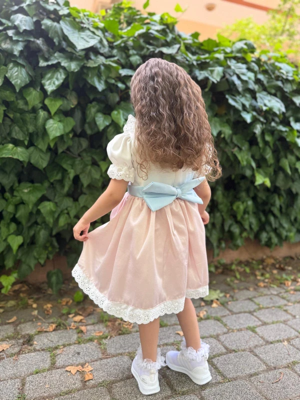 Yazlık Elbise Kısa kollu Tüllü Tütü Astarlı Kız Çocuk Elbise Bebek Giyim Kız Bebek Elbise - RENKLİ