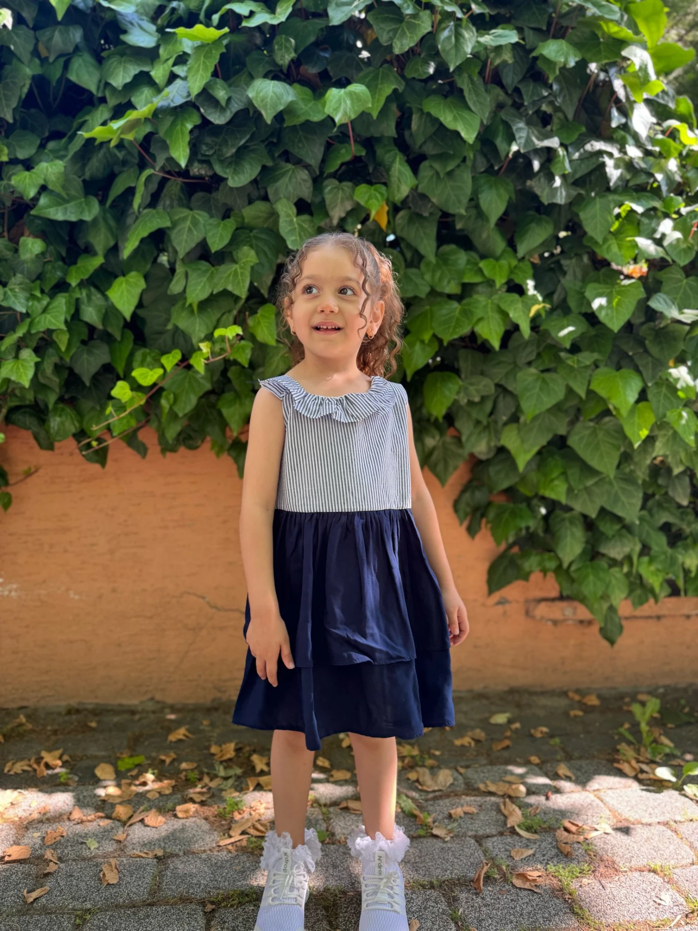 Kız Bebek Kız Çocuk Sıfır Kollu Yakası Fırfırlı Özel Gün Doğum Günü Parti Düğün Bayramlık Günlük Elbise - LACİVERT
