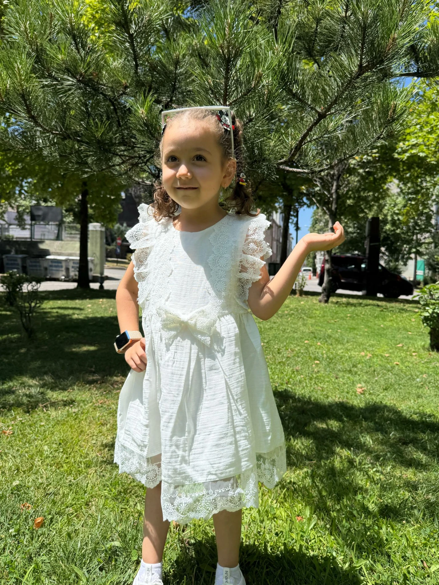 Kız Çocuk Bebek Sıfır Kollu Dantelli Müslin Doğum Günü Düğün Parti Özel Gün Bayramlık Yazlık Elbise - BEYAZ