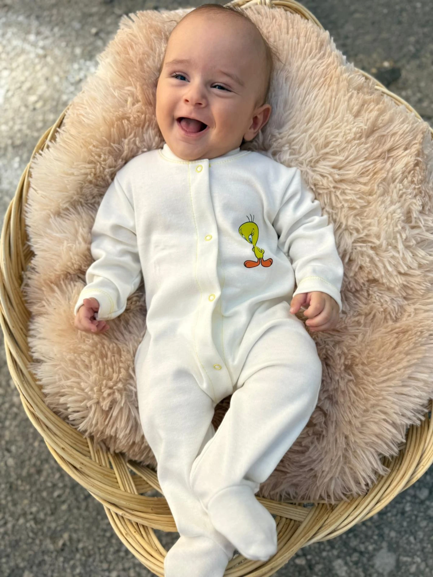 %100 Pamuklu Organik Kız Bebek Erkek Bebek Yenidoğan Tulum Baskılı Tulum  - BEYAZ