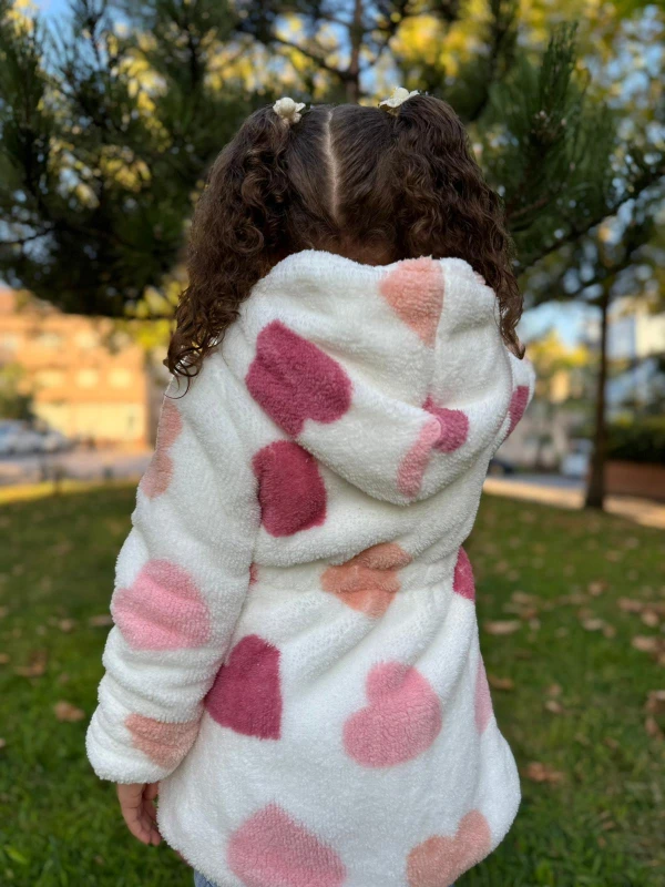 Wellsoft Peluş Unisex Fermuarlı Kışlık Bebek Çocuk Mont Bebek Hırka Çocuk Kaban Hırka - PEMBE