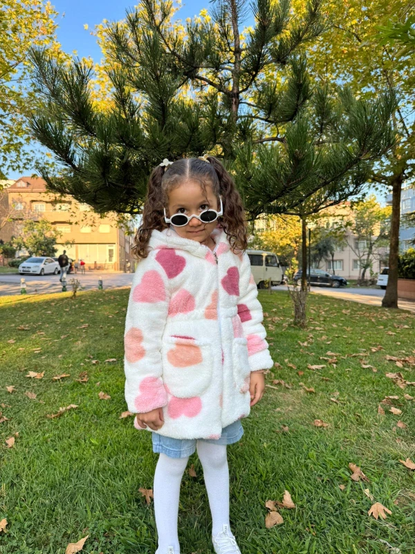 Wellsoft Peluş Unisex Fermuarlı Kışlık Bebek Çocuk Mont Bebek Hırka Çocuk Kaban Hırka - PEMBE