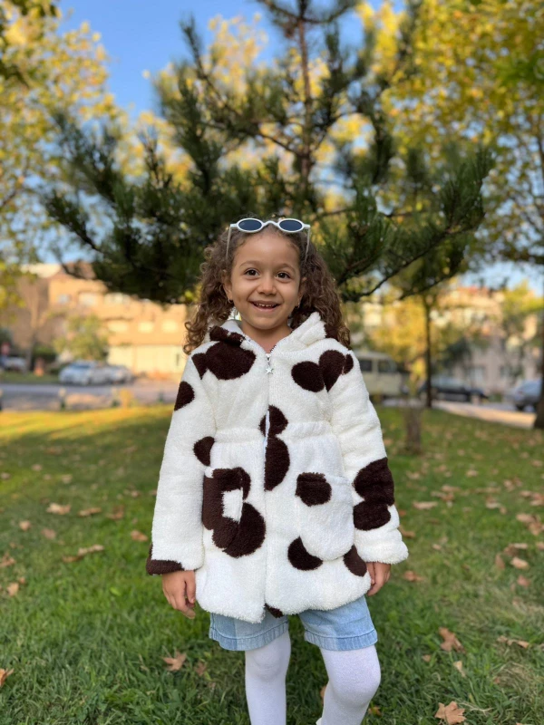 Wellsoft Peluş Unisex Fermuarlı Kışlık Bebek Çocuk Mont Bebek Hırka Çocuk Kaban Hırka - KAHVERENGİ