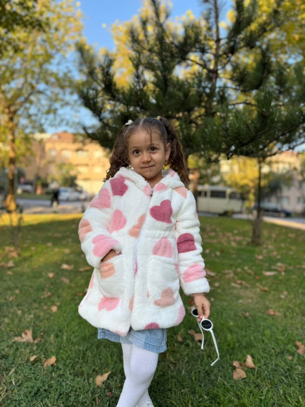 Wellsoft Peluş Unisex Fermuarlı Kışlık Bebek Çocuk Mont Bebek Hırka Çocuk Kaban Hırka - PEMBE