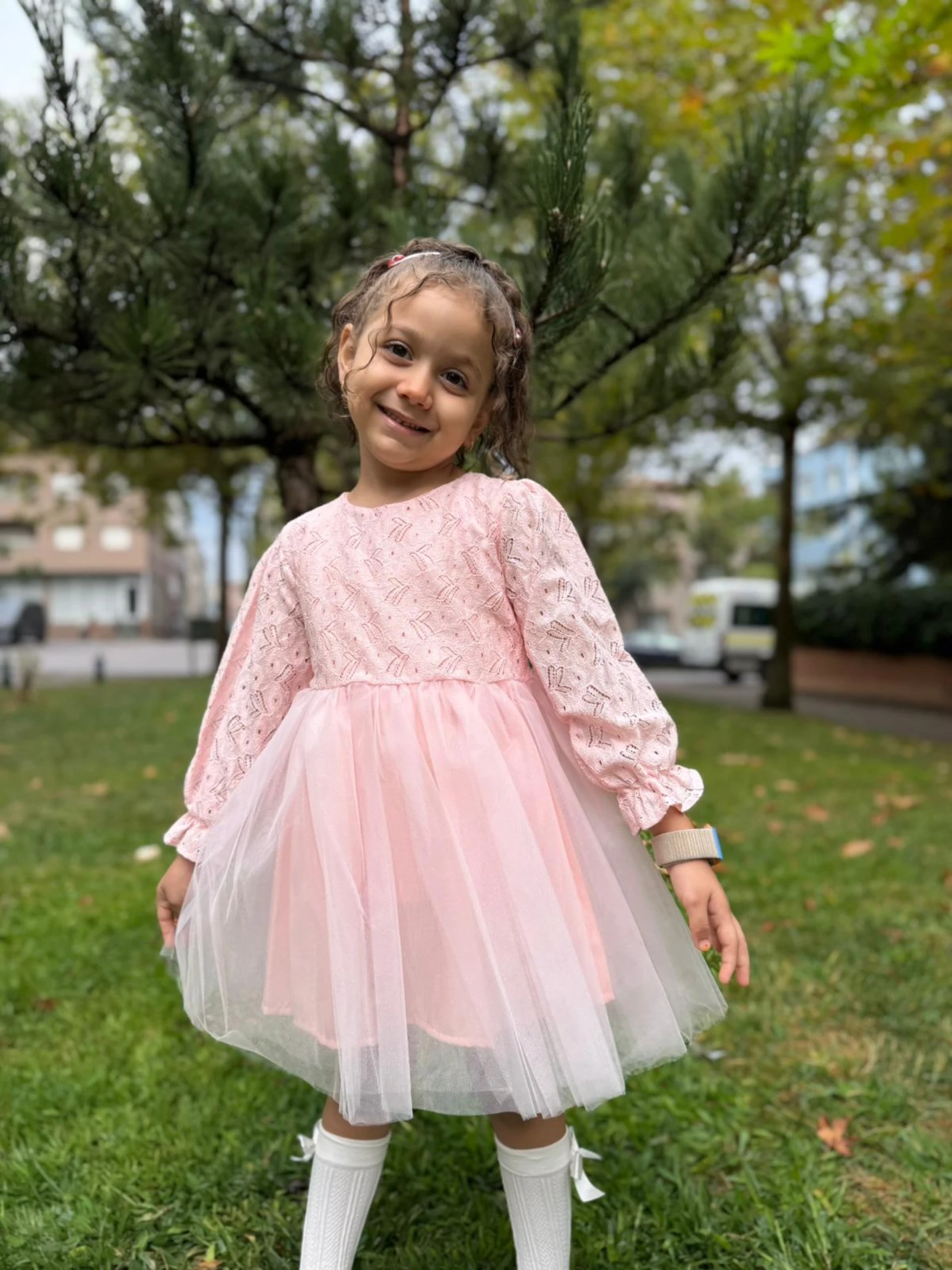 Kız Bebek Elbise Tüllü Tütü Fiyonklu Doğum Günü Parti Düğün Özel Gün Kız Çocuk Abiye Elbise - PEMBE