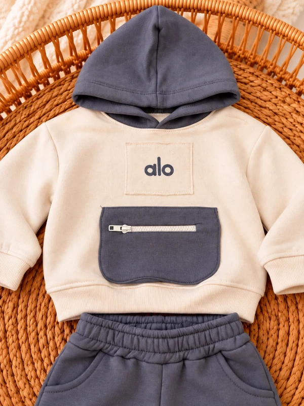 3 İplik Kışlık Kapüşonlu Fermuarlı Cepli Erkek Bebek 2’li Sweatshirt Eşofman Takımı - GRİ