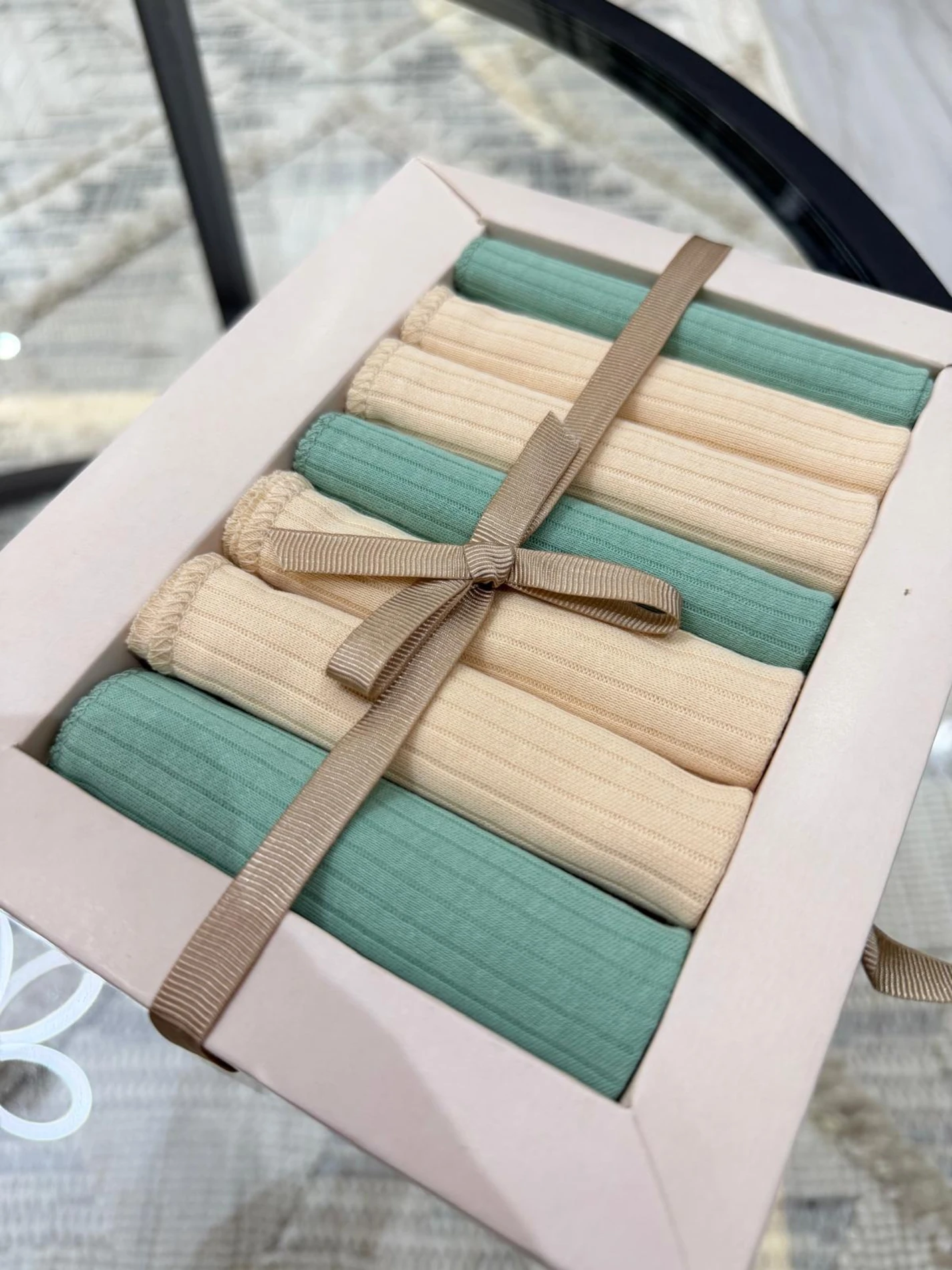 Özel Seri 7'li %100 Pamuklu Bebek Ağız Silme Mendili - YEŞİL