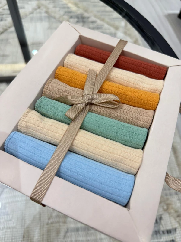 Özel Seri 7'li %100 Pamuklu Bebek Ağız Silme Mendili - RENKLİ