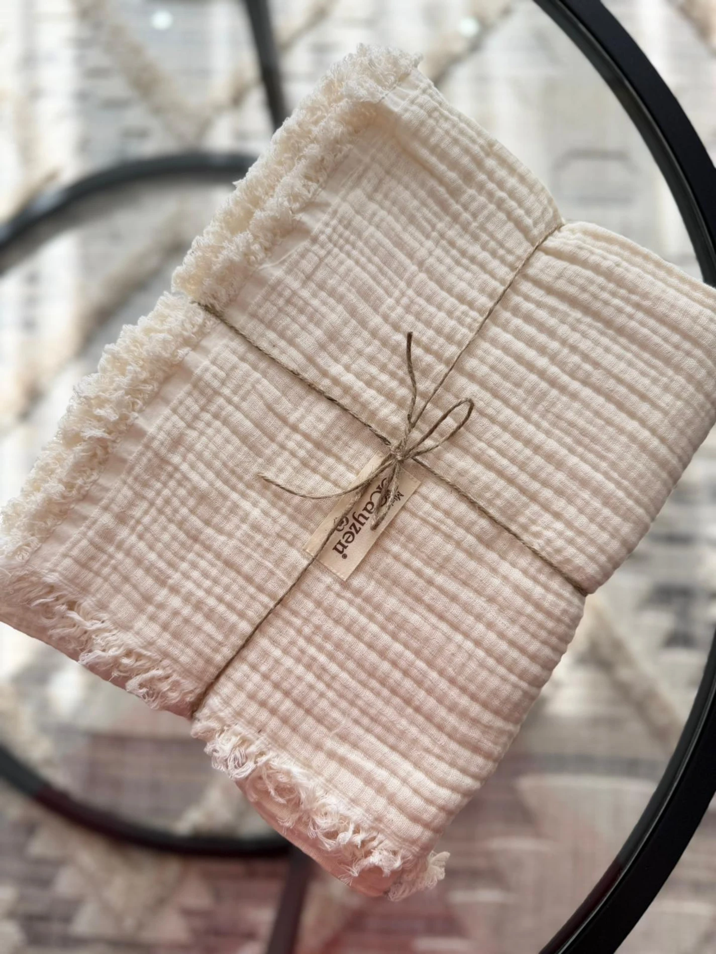 %100 Pamuklu 4 Katlı Müslin Battaniye - BEJ