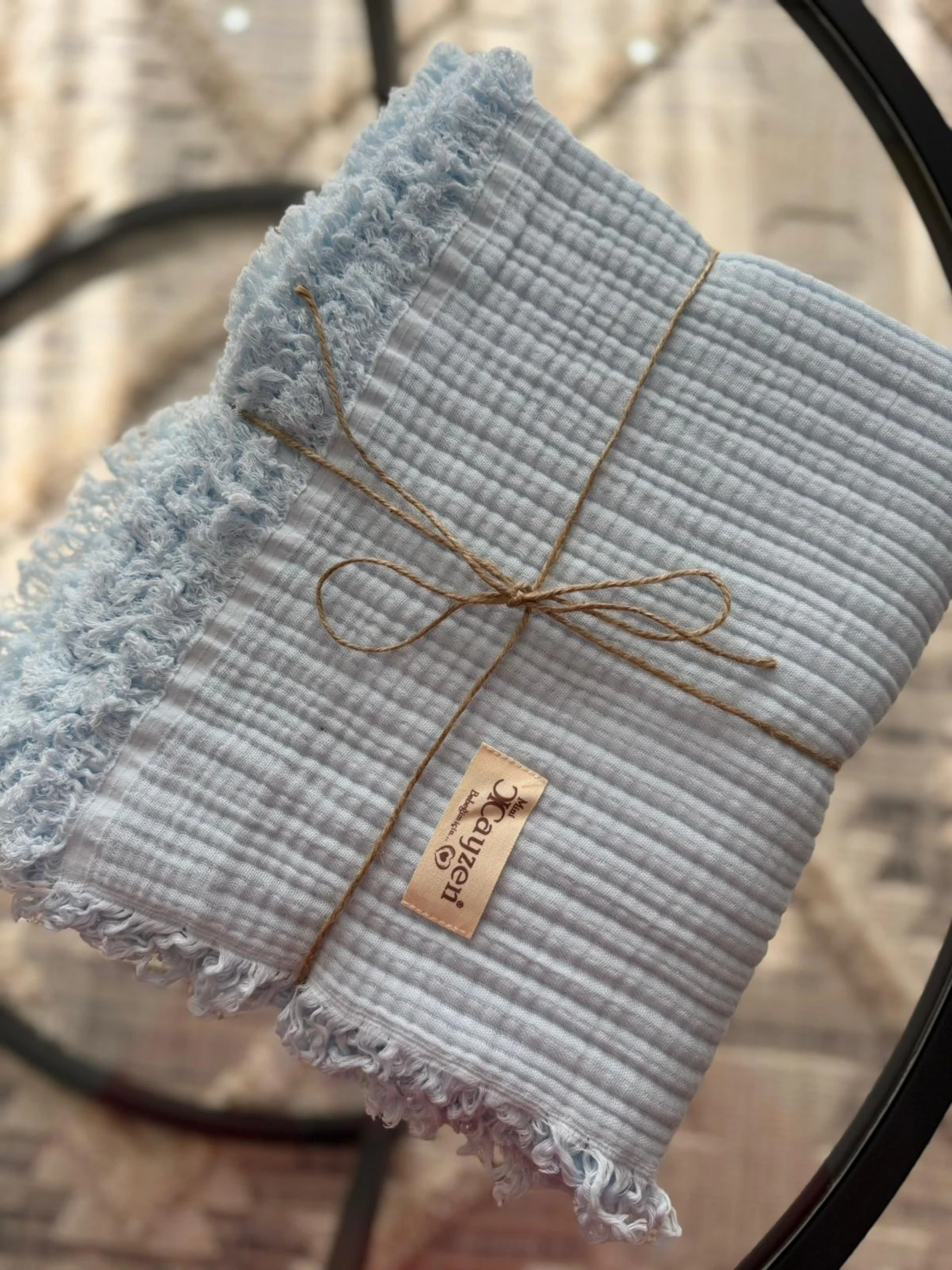 %100 Pamuklu 4 Katlı Müslin Battaniye - MAVİ