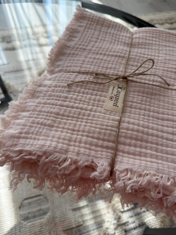 %100 Pamuklu 4 Katlı Müslin Battaniye - BEJ