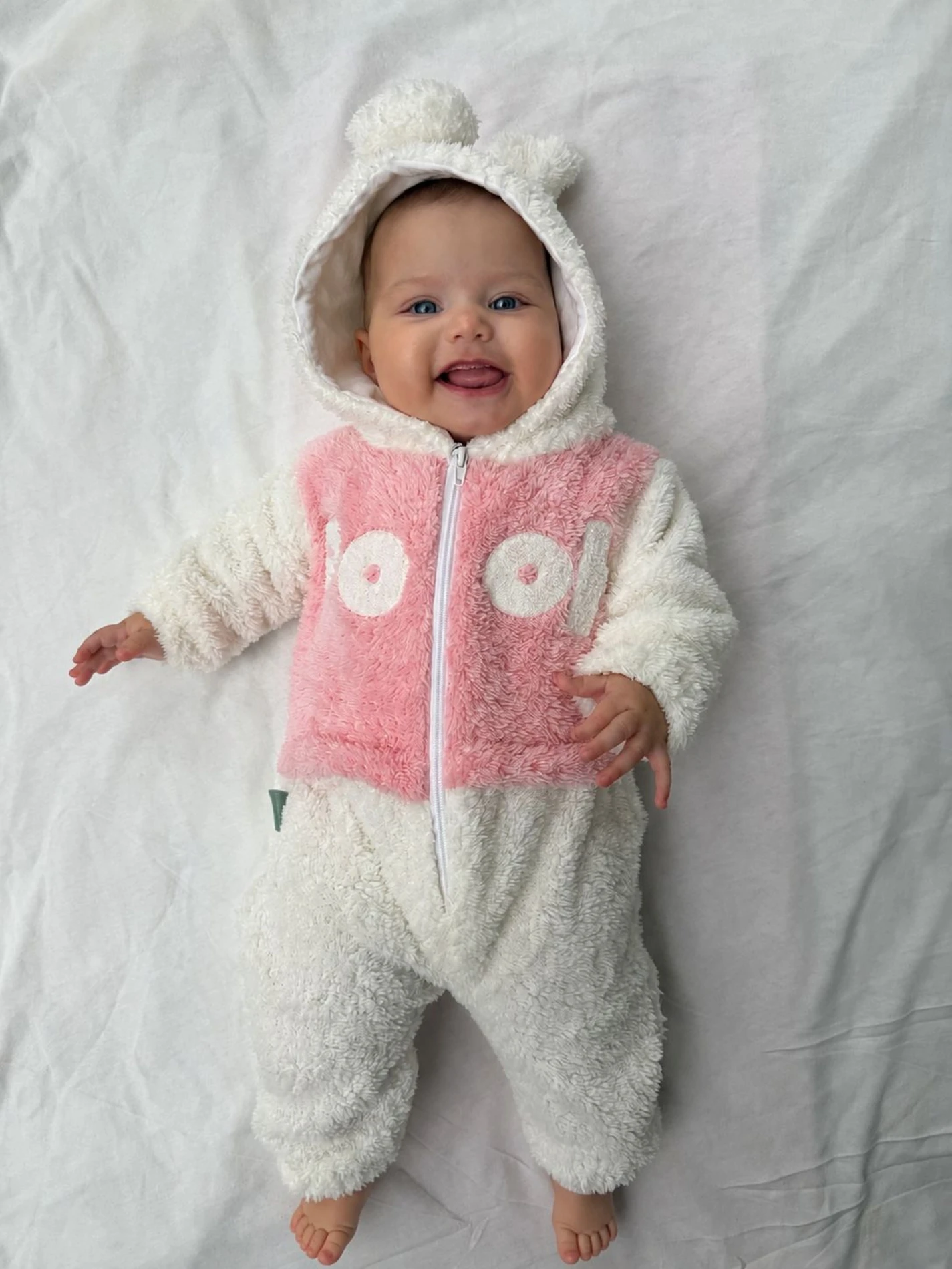 Winnie The Pooh Welsoft Peluş Unisex Fermuarlı Kışlık Bebek Uyku Tulumu Bebek Tulumu Bebek Kostümü - KREM