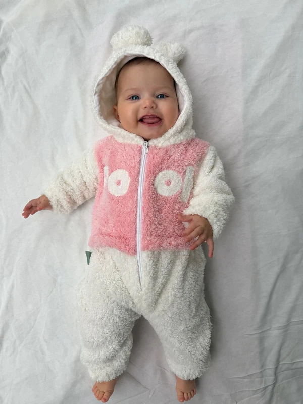 Winnie The Pooh Welsoft Peluş Unisex Fermuarlı Kışlık Bebek Uyku Tulumu Bebek Tulumu Bebek Kostümü - KREM