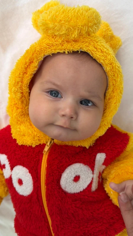 Winnie The Pooh Welsoft Peluş Unisex Fermuarlı Kışlık Bebek Uyku Tulumu Bebek Tulumu Bebek Kostümü - SARI