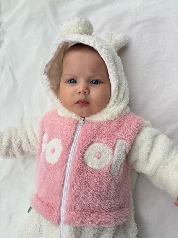 Winnie The Pooh Welsoft Peluş Unisex Fermuarlı Kışlık Bebek Uyku Tulumu Bebek Tulumu Bebek Kostümü - KREM